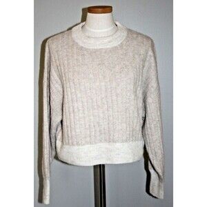Sincerely Jules Sweater Medium Oatmeal Cropped Oversized Alpaca Blend EUC Winter